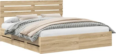 Image de Cadre de lit Chêne Sonoma 200 x 200 cm Bois Ingénierie