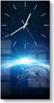 Produktbild von DEQORI Glasuhr 30x60 cm Modern 'Sonnenaufgang im All' Wanduhr Glas Uhr Design leise