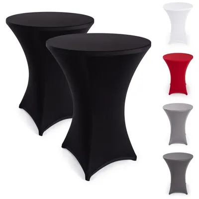 Immagine prodotto di Set di 5 copritavolo da bar elasticizzati non in ferro - Copritavolo Oeko-TEX per tavoli da bar Ø 70 - 75 cm, zona piedi rinforzata, lavabile in lavatrice, nero