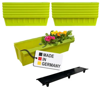 Produktbild von BURI 12 Euro-Paletten Blumenkästen-Einsätze inkl. Bewässerungsmatte | mit Hängesystem zum Einhängen | 37,3cm Hellgrün | Pflanzkasten für Europalette Palette | Balkonkasten | Blumentopf | extrem stabil
