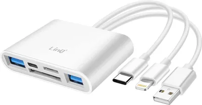 Immagine prodotto di LinQ, lettore di schede 3in1 Hub SD/USB/USB-C/Lightning, bianco