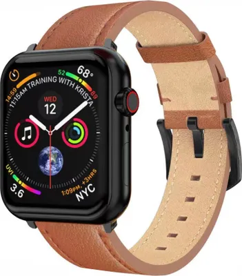 Image de Swissten - Bracelet en cuir pour Apple Watch 42-49mm (marron/noir)