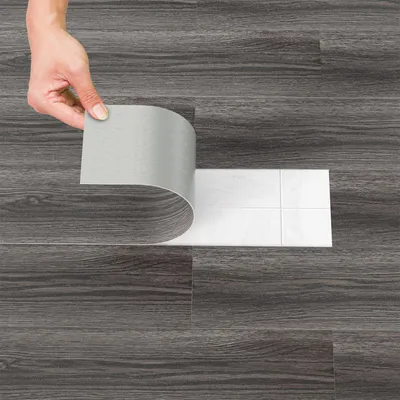 Zdjęcie produktu dla Hebitod 2 m² Podłoga winylowa Laminat winylowy Samoprzylepne deski Podłoga PCV Antypoślizgowa Wodoodporna 14 sztuk Desek winylowych o fakturze drewna (ciemnoszary)