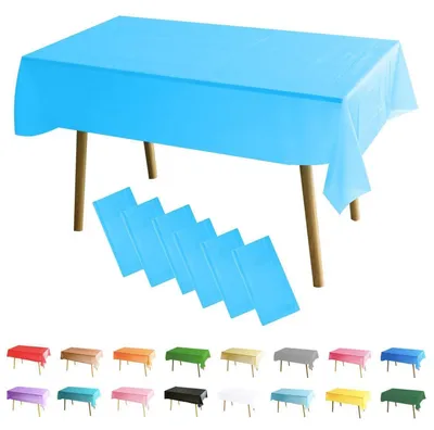 Obrázek produktu pro Sada 6 kusů obdélníkových ubrusů, nebesky modrá barva, materiál PEVA, rozměry 137 x 274 cm, voděodolné, opakovaně použitelné