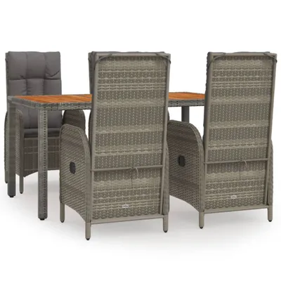 Obrázek produktu pro vidaXL 5dílný zahradní jídelní set s polštáři Grey Poly Rattan