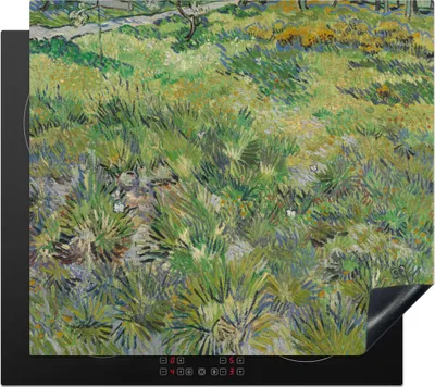 Produktbild von KitchenYeah© Herdabdeckplatte Grasige Wiese mit Blumen und Schmetterlingen - Vincent van Gogh , 57x51cm, Küche Deko, Glaskeramikkochfeld Herdabdeckung, Abdeckplatte fùr Kochfeld