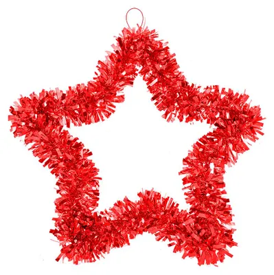 Image de Clayre & Eef Décoration de Noël Étoile 45x2x45 cm Rouge Plastique