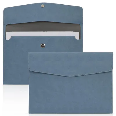Immagine prodotto di Custodia per documenti A4 in ecopelle blu, organizer per ufficio o per viaggi scolastici