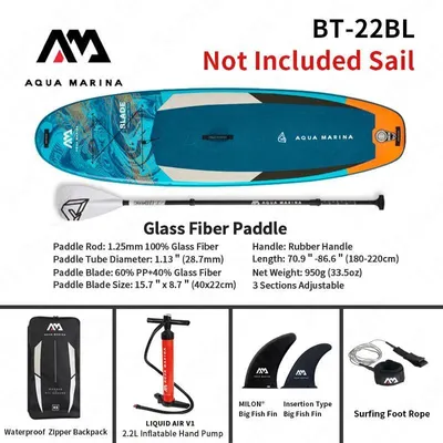 Produktbild von BLADE aufblasbares SUP Board mit Segel - BT-22BL - 320x84x15 cm - 350 L Volumen - Traglast 150 kg - Set-C
