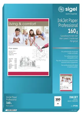 Obrázek produktu pro sigel Inkjet-Papier, DIN A4, 160 g/qm, hochweiá, matt