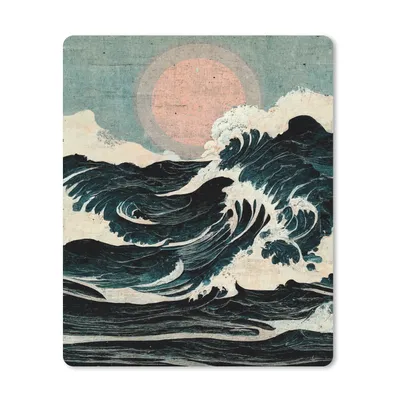 Produktbild von MuchoWow® Mauspad Mousepad Jahrgang - Meer - Wellen - Sonne 30x40 cm - Mousepads - Maus Mat - Pad - Mausunterlage - Mausmatten