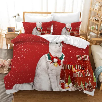 Productafbeelding van Beddengoedset, 220x240 cm, kattenmotief, microvezel, met rits, 2 kussenslopen van 50x75 cm
