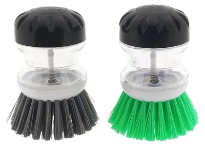 Obrázek produktu pro 2 kartáče na mytí nádobí s nádobou na mycí prostředek cca 9,5 cm, Ø 5,5 - 6,5 cm