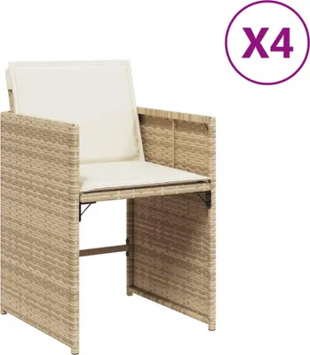 Produktbild von vidaXL Gartenstühle mit Kissen 4 Stk. Beige Poly Rattan