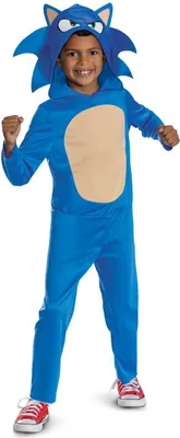 Produktbild von Disguise Sonic Movie Sonic Overallkostüm mit Kapuze für Kinder, offiziell lizenziert von , Sonic 3 Verkleidung, inklusive Kapuze mit 3D-Stacheln und Filzohren, für Kinder von 5–6 Jahren, Maskenkostüm, Kind, Uni, Spiel, Tier, Blau