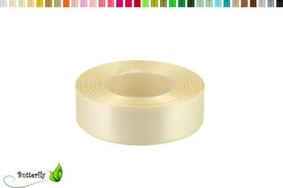 Produktbild von Satinband 25mm x 32m Rolle, Farbe:004 creme (ecru)