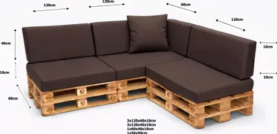 Produktbild von Setgarden Large Palettenkissen 8er Set Outdoor 120x60x10cm Sitzkissen + Rückenkissen 120x40x10cm 1tlg Braun