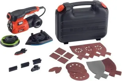Immagine prodotto di Levigatrice multifunzione BLACK+DECKER KA280K-QS, 220 W, Autoselect 4 in 1, 3 accessori, 17 fogli abrasivi, valigetta