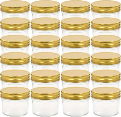Obrázok produktu pre vidaXL Skleničky na džem so zlatým viečkom 24 ks 110 ml