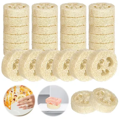 Immagine prodotto di TRANKIELO® - 30 spugne naturali di luffa - perfette per cucina e bagno - saponiera ecologica