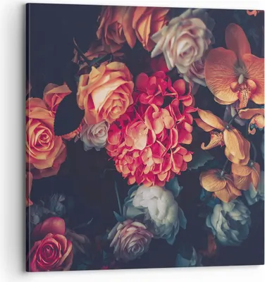 Produktbild von Bild auf Leinwand - Leinwandbild - Einteilig - Blumenstrauß Blumen Rosen - 70x70cm - Wand Bild - Wanddeko - Wandbilder - Leinwanddruck - Bilder - Wanddekoration - Leinwand bilder - AC70x70-5002