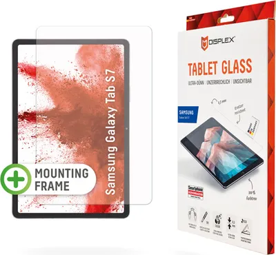 Produktbild von Displex Tablet Glass (9H) für Samsung Galaxy Tab S7/S8/S9/S9 FE/S10 FE/S10 Lite, Eco-Montagerahmen L-Form, unzerbrechlich, Klare Bildschirmschutzfolie, 27,9 cm (11"), 9H, Gehärtetes Glas, 20 g, 1 Stück(e)