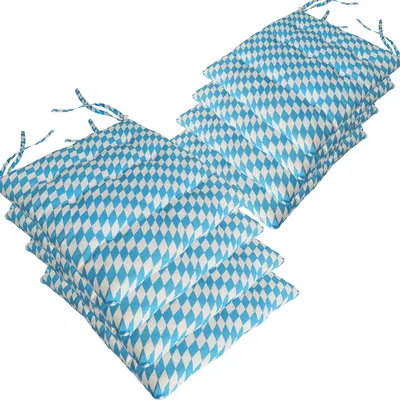 Produktbild von Stuhlkissen 40x40 cm ComfySeat - Sitzkissen mit Bändern / Schleife, 9-fache Steppung - Indoor & Outdoor, Farbe:Bayrische Raute, Set:8er Set