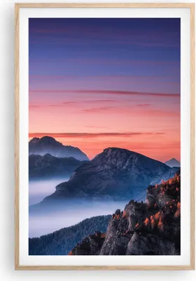 Produktbild von Gerahmtes Poster - Rahmen in heller Eiche - Westen Sonne Berge - 61x91,5 cm - Wand Bild - Wanddeko - Wandbilder - Kunstposter - Wandposter - Bilderrahmen - Bilder - Kunstdruck - P2NPA61x91-4525