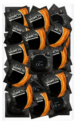 Zdjęcie produktu dla 100 prezerwatyw Vitalis Ribbed z wypustkami – prezerwatywy premium o realistycznej fakturze