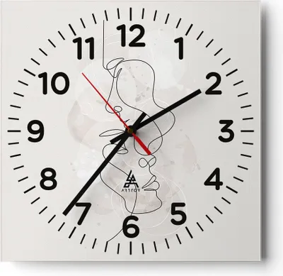 Produktbild von Wanduhr - Quadrat - Glasuhr - Einzeilig Mann Frau - 30x30cm - Schleichendes Uhrwerk - Lautlos - zum Aufhängen bereit - Dekoration Modern - Wanddekoration aus Glas - C4AC30x30-4629