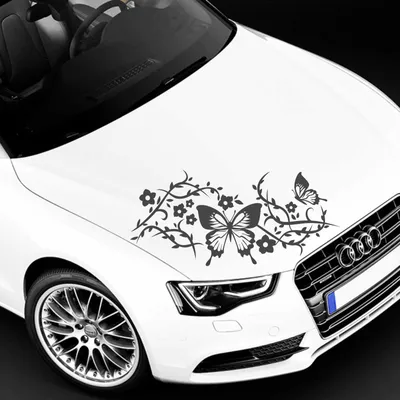 Produktbild von Aufkleber - Autoaufkleber "Butterfly Rankelement" 70cm x 31cm Graphit metallic - Tuning Carystyling Heckscheibe Auto