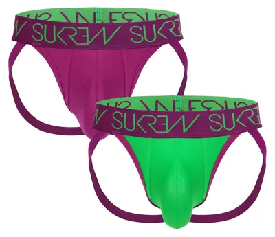 Produktbild von SUKREW Jockstrap Multipack 1x Deep Purple + 1x Verdant Green - Größe L