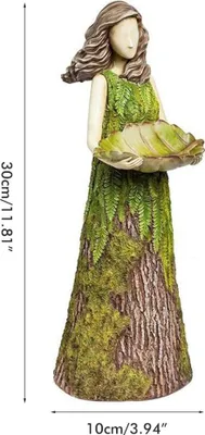 Image de Statue de jardin de fée avec mangeoire à oiseaux Ornements de jardin en résine Sculptures d'art de jardin pour décorations d'extérieur