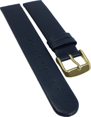 Produktbild von Minott Vegan Uhrenarmband Apfelfaser blau flach gleichlaufend , Stegbreite:14mm, Schließe:Gelbgolden