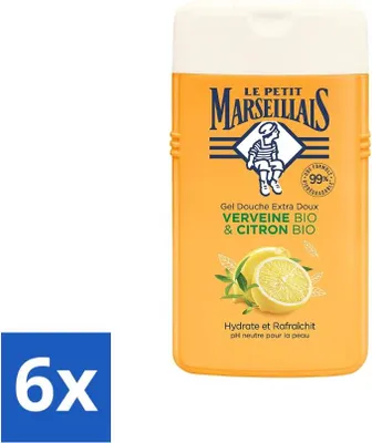 Produktbild von Le Petit Marseillais – Duschgel – Zitrone und Eisenkraut – feuchtigkeitsspendend – 250 ml - Vorteilspack - 6 Stücke