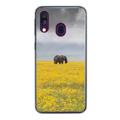 Produktbild von MuchoWow® Handyhülle Schutzhülle Hülle für Samsung Galaxy A40 Elefant - Blumen - Natur - Gelb - Tiere Silikon Softcase Handy Hülle - Handy-Tasche