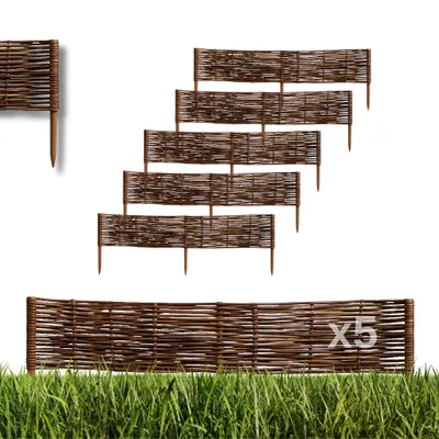 Produktbild von WikliBOX | 5er Set Beetbegrenzung aus Weide 100 x 20 cm Weidengeflecht Garten Beeteinfassung für Blumen und Gemüse Rasenkanten