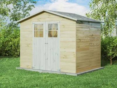 Zdjęcie produktu dla Decor et Jardin Lodum, Drewniany domek ogrodowy, Podwójny, Dach dwuspadowy, Czarny, Filc bitumiczny, Drewno
