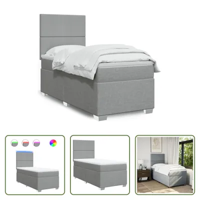 Produktbild von The Living Store Boxspringbett mit Matratze Hellgrau 90x190 cm Stoff