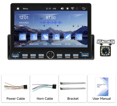 Obrázok produktu pre Autorádio – 1 DIN, 17,8 cm, MP5 prehrávač – dotykový displej – CarPlay, Android Auto – Bluetooth, FM – cúvacia kamera