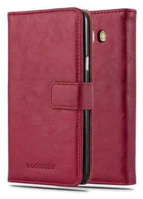 Produktbild von Cadorabo Hülle für Samsung Galaxy J7 2016 Schutzhülle in Rot Handyhülle Book Tasche Case Etui Luxury