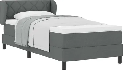 Obrázek produktu pro Postel s boxspringem s matrací Tmavě šedá 100 x 200 cm textil