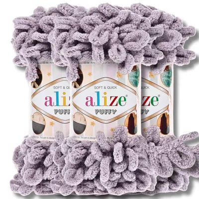 Produktbild von Alize 3x 100g Puffy Wolle, Uni, Häkeln, Stricken (Stone - 268)