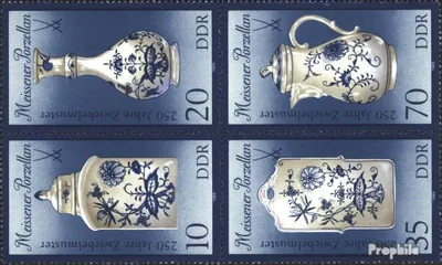 Produktbild von Briefmarken DDR 1989 Mi 3241II-3244II Viererblock (kompl.Ausgabe) gestempelt MeissnerPorzellan