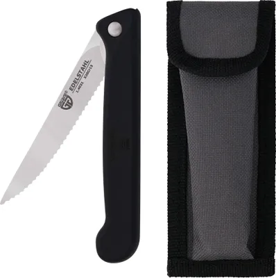 Produktbild von Klappmesser mit Steakklinge, schwarz, mit Etui