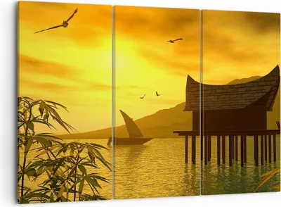 Produktbild von Bild auf Leinwand - Leinwandbild - Asien Berg Meer Felsen - 105x70cm - Wand Bild - Wanddeko - Leinwanddruck - Bilder - Kunstdruck - Wanddekoration - Leinwand bilder - Wandkunst - CE105x70-0363