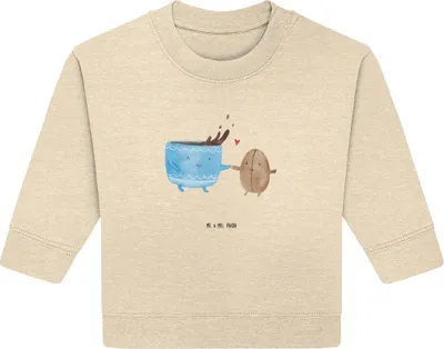 Produktbild von Mr. & Mrs. Panda Organic Baby Pullover Kaffee Bohne 24. - 36. Monat - Natural Raw - Geschenk, Bullover, Genuss, Lustige Sprüche, Glück, Zufriedenheit, Kaffeebohne