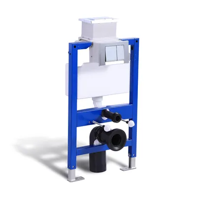 Produktbild von HOROW 82 cm Vorwandelement für WC Toilette, Unterputzspülkasten Wand Montageelement mit silber verchromte Betätigungsplatte für Toilette