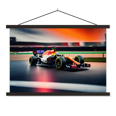 Produktbild von MuchoWow® Textilposter Auto - Formel 1 - Rennstrecke - Rennwagen 150x100 cm mit schwarzem Rahmen - Schlafzimmer