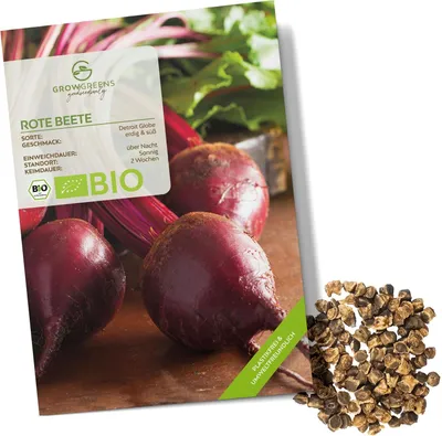 Produktbild von Rote Beete Samen (Detroit Globe, 50 Korn) - Rote Bete Saatgut aus biologischem Anbau ideal für die Anzucht im Garten, Balkon oder Terrasse